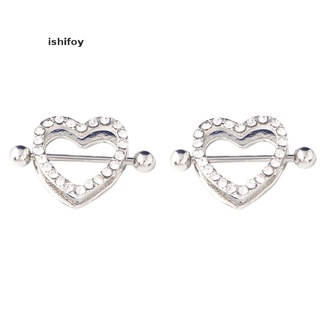 ishifoy 1pc/1 par de piercings en forma de corazón para pezones, anillo de pezón, barra de acero, joyería co