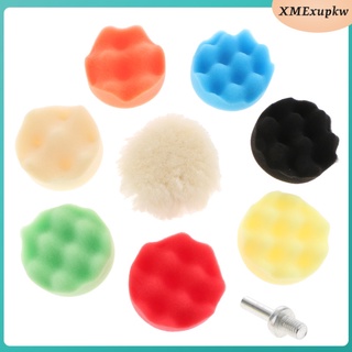 8Pcs Car Polishing Sponge Buffing Pad +Drill Adapter for Cleaning