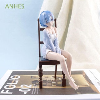 ANHES Model Toys Re ZERO Starting Life in Another World PVC Action Figure Rem Pajamas Figure Rem Anime Figure Figure Toys Collection Toys 17cm Relax Rem for Gift Pajamas Chair