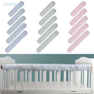 Inn 2Pcs algodón cuna protección envoltura borde seguro dentición Protector de bebé Anti-mordida Color sólido cama valla barandilla cubierta
