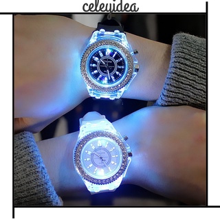 Luminoso colorido LED luminoso reloj masculino y femenino estudiante reloj masculino y femenino estudiante fluorescente reloj de cuarzo YDEAJL