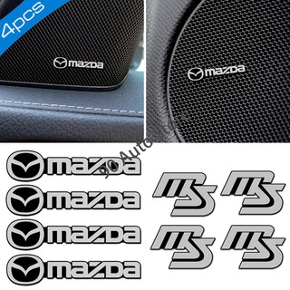 4 unids/set coche Audio aluminio pegatina Control Central Multimedia altavoz pantalla emblema de la pantalla de la insignia de la etiqueta engomada para Mazda MS CX-9 323 626 (1)