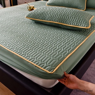 [hulianghome] protector de colchón acolchado suave y transpirable, sábana bajera ajustable de algodón engrosado, sábana cadar (5)
