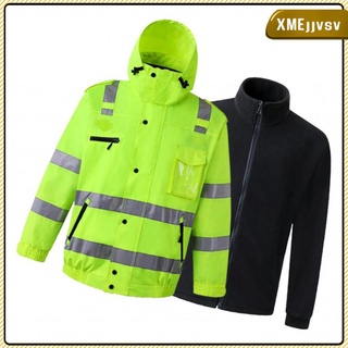 abrigo reflectante de seguridad hi-vis patrol chaqueta negro fondo resistente al agua (1)