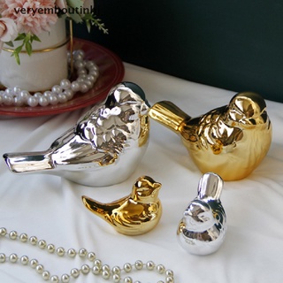 (hotsale) Nordic Silver Pottery Bird Golden Figures Home Decor Accessories Bird Figurine {bigsale}