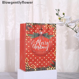 blowgentlyflower 12 bolsas de papel kraft de navidad santa claus bolsas de regalo con asa bolsa de embalaje bgf