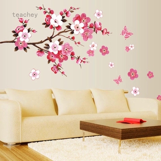 Calcomanía De pared Grande Flor De cerezo/Flor/mariposa/árbol/Arte Para decoración del hogar (color: Rosa)