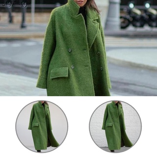 Mytrendygirl abrigo grueso De lana con solapa y tubo medio Para otoño/invierno