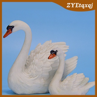 2 unids/set escultura de cisne de resina cisne estatua para adornos para el hogar decoraciones de escritorio