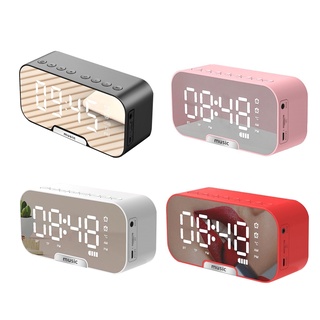 WMMB Multifuncional LED Digital Reloj Despertador Inalámbrico Bluetooth compatible Con Espejo Altavoz Caja De Sonido USB Recargable Mini Radio FM Teléfono Soporte
