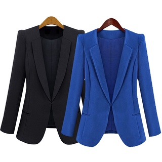 Nueva primavera otoño mujeres Slim Blazer abrigo moda Casual chamarra de manga larga traje Blazers ropa de trabajo