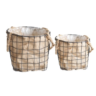 retro de hierro forjado lino maceta de almacenamiento cesta de ropa sucia cesta creativa maceta maceta cesta grande