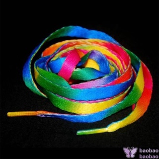 1 par de colores mezclados estudiantes cordones de fiesta zapatos accesorios mujeres hombres arco iris raya plana cordones cadena (3)