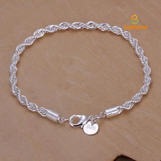 Bh nueva pulsera de diseño de cuerda trenzada de plata esterlina 925 para hombre/mujer Unisex (2)