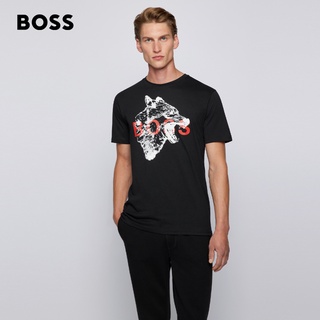 HUGO BOSS Hugo Boss men's autumn and winter new style animal art pattern regular cotton T-shirt