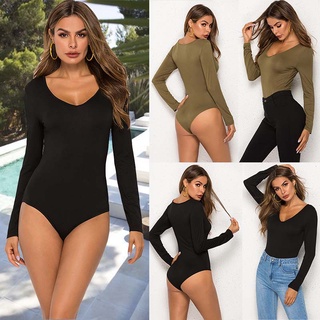 Women's Tight-fitting V-neck Long-sleeved Tight-fitting Jumpsuit