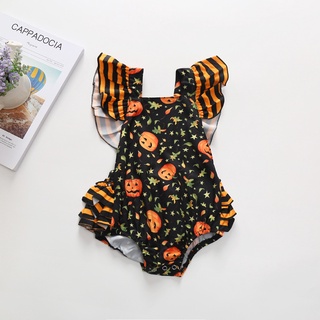 [xhsa] - mameluco de calabaza con estampado de calabaza para bebés recién nacidos ropa de halloween