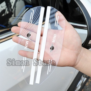 2 piezas de espejo retrovisor de coche para MINI Cooper R56 R50 F56 R52 JCW espejo reflectante transparente emblema insignia de lluvia cejas pegatina decoración