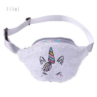 Lilei - bolso de hombro para niños, diseño de unicornio, con lentejuelas, diseño de dibujos animados, lindo, bolsa de pecho, unicornio rosa
