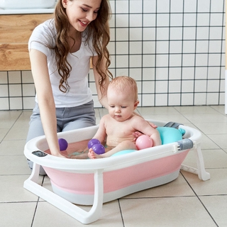 bañera de bebé plegable bañera de baño sentado y tumbado doble propósito bañera más grande bañera de niño para uso en el hogar