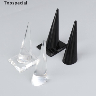 [topspecial] mini joyería acrílica anillo de dedo de plástico triángulo cónico joyería soporte de exhibición. (2)