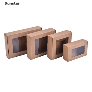 [Sunstar] 5 piezas de papel Kraft Diy caja de PVC ventana caramelo jabón embalaje ventana pantalla