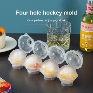 Nuevo molde de cuatro agujeros de hockey sobre hielo de 4 agujeros caja de hielo whisky redondo hockey sobre hielo molde de celosía de hielo molde fabricante de hielo vino