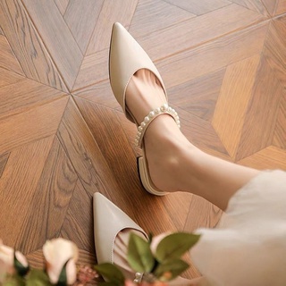 Kasut Perempuan zapatos de mujer pisos moda puntiagudo perlas decoración zapatos planos