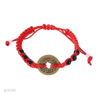 boom chino feng shui riqueza suerte cobre moneda colgante cadena roja pulseras joyería (1)