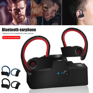 [sta] auriculares bilaterales inalámbricos con cubo de carga hd inteligente reducción de ruido deportes gancho de oreja