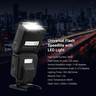 Andoer Universal Flash Speedlite GN40 Luz LED Ajustable On-Cámara Con Soporte De Repuesto Para Cámaras DSLR Olympus Pentax (7)