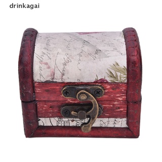 [drinka] 1x sello vintage mini cerradura de metal joyería tesoro caja de madera hecha a mano 471co