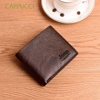 CAPPUCCI Gift Card Holder Light Brown Coin Bag Men Wallets Brown Khaki Small Luxury Slim PU Leather Money Purse/Multicolor