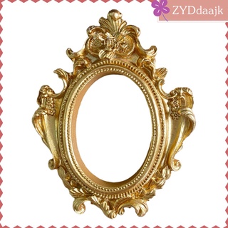 vintage ornamentado marco de fotos mini dorado decorativo oval barroco props molde