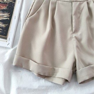 Las mujeres sueltas oficina elástica cintura pantalones cortos de las señoras Mini cintura alta pantalones cortos ancho de la pierna de verano Harajuku (8)