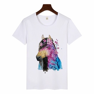 Moda De verano Estilo acuarela cabeza De caballo con estampado De Ga corto De ropa Estética 90 S Anime Top camiseta