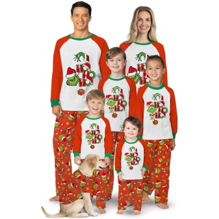 PFT-Lindo Familia Padre-Hijo Pijamas Moda Navidad Impreso Raglán Tops Y Pantalones Conjunto De Ropa De Hogar