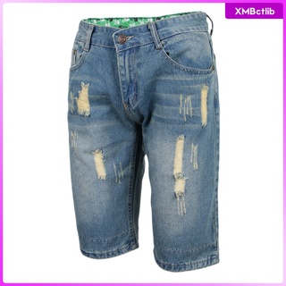 Mens Casual Ripped Short Jeans Summer Distressed Denim Shorts