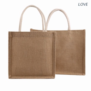 Love bolsa De arpillera Juta Grande reutilizable bolsas De Supermercado con correas para mujer bolsa De Compras Organizador De almacenamiento De viaje playa