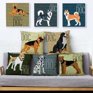 Funda de almohada de dibujos animados de animales para mascotas, perro, 45 x 45 cm, fundas de cojín dálmata, fundas de almohada, decoración del hogar, lino