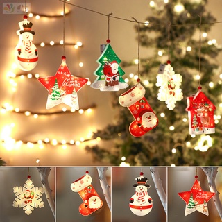 11.11 flash navidad luz decoración conjunto de 6 navidad Santa árbol colgante LED Festival temática luz de noche para fiesta en casa