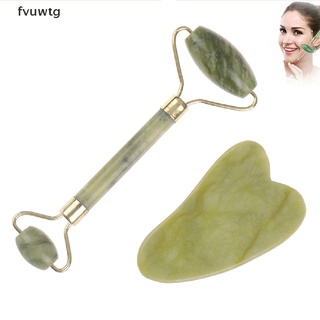 fvuwtg rodillo y gua sha herramientas de jade natural rascador masajeador con piedras para cara co