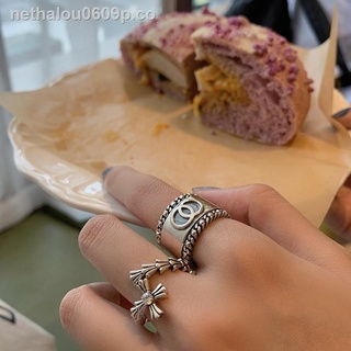 [en stock] amante anillo japonés y coreano moda personalidad anillo mujer europea y americana cruz abierta índice índice exagerado anillo ins moda pareja anillo