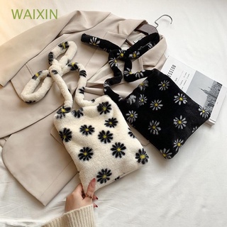 Waixin Senhoras Outono Inverno Do Vintage Pequena daisy Grande Capacidade De Pelúcia lindos bolsas De Ombro Messenger Bag/multimulti (1)