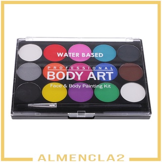 [ALMENCLA2] Kit de pintura facial - paleta de pintura facial y corporal de 15 colores con pinceles de pintura (1)