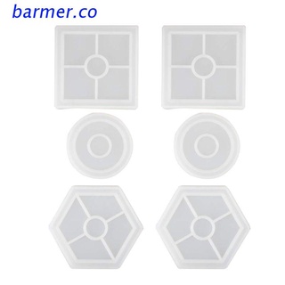 BAR2 3 Pack DIY Posavasos Molde De Silicona , Incluye Redondo , Cuadrado , Hexagonal , Moldes Para Fundición Con Resina , Cemento