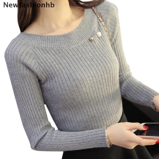 (newfashionhb) mujeres suéter de punto o cuello jersey adelgazar jersey otoño invierno 5 color en venta