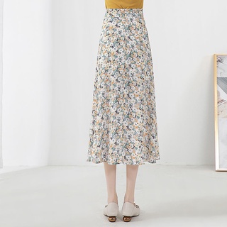 Falda plisada de gasa con cintura alta y cintura alta para mujer Cypress summer falda floral