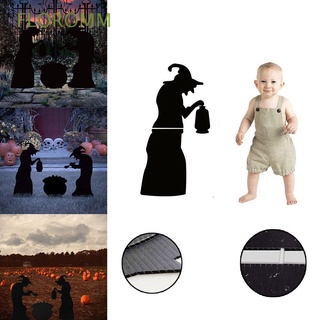 FLOROMM Black Halloween Party Decor Scary Props Witches Cauldron Silhouette Yard Signs Outdoor Plastic Home w/ Stakes