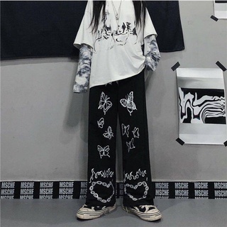Mujer Mariposa Impresión Pantalones casual hip-hop harajuku streetwear oversize Ancho Pierna (8)